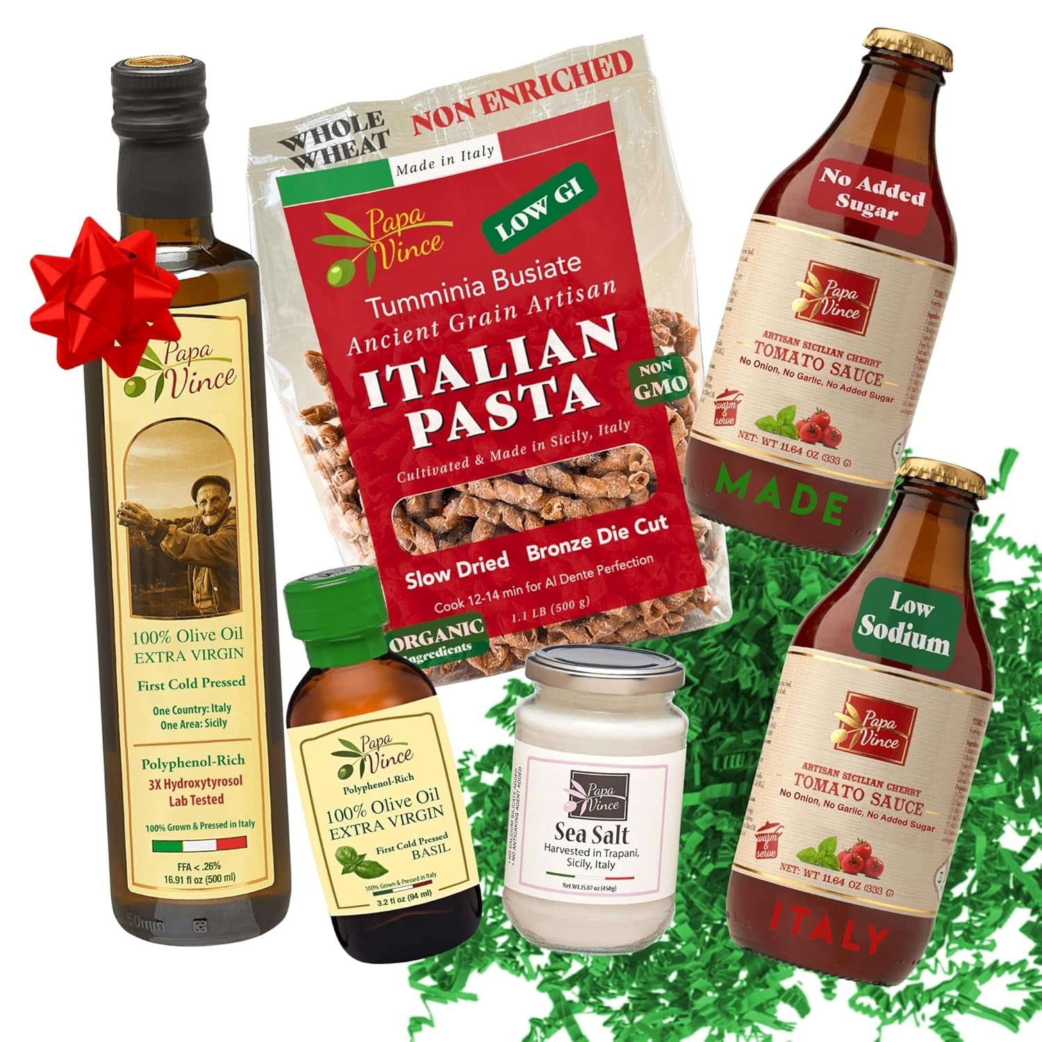 Italian Food Gift Basket Gourmet - Gifts for Italians Crafted in Italy from Locally Sourced Organic Ingredients by Our Family in Sicily, Italy (Silver)