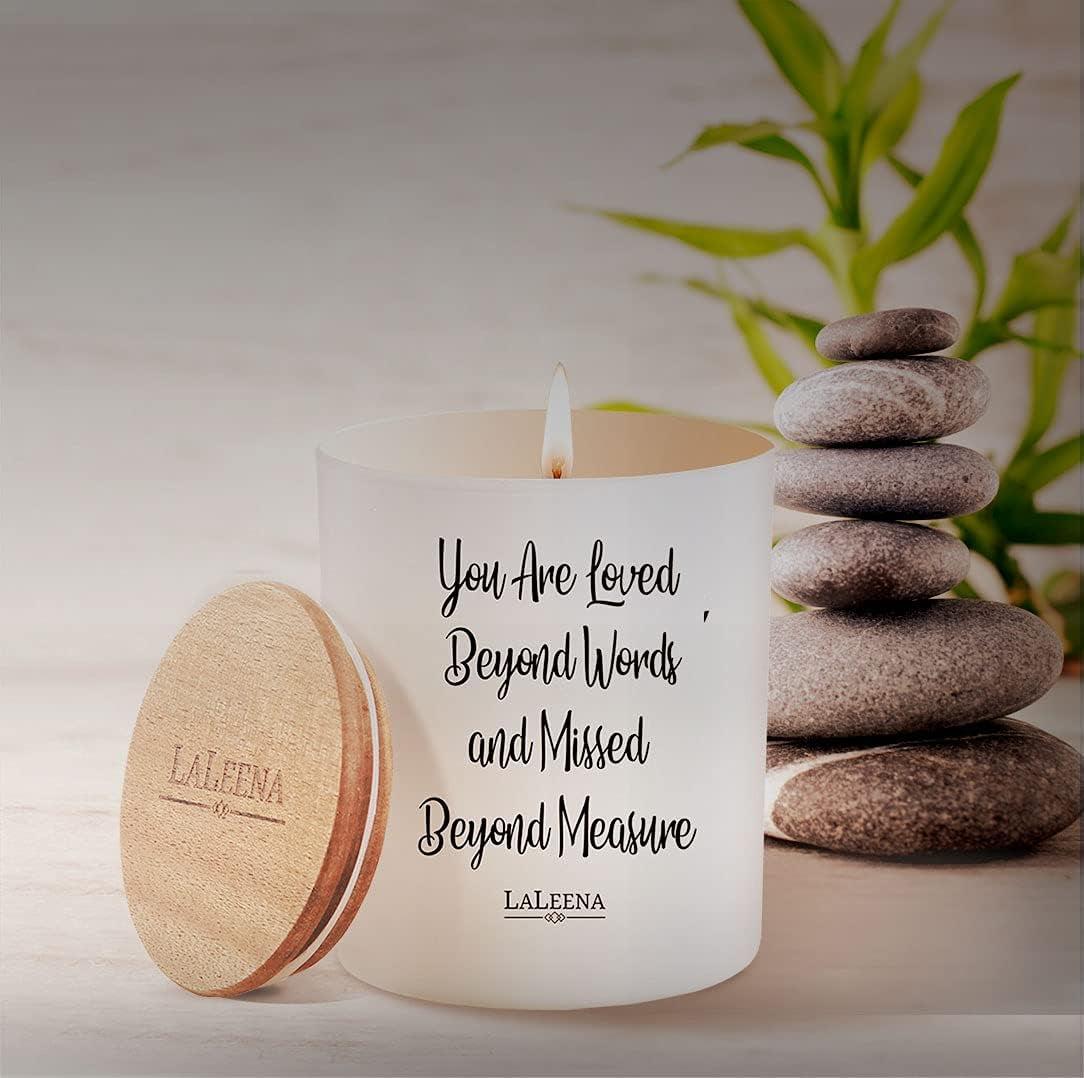 Memorial Candle -  - Sympathy Candle - Loss of Father Present - Loss of a Mother Sympathy Present - Missing a Friend - Celebration of Life (Loved beyond Words, Lavender)