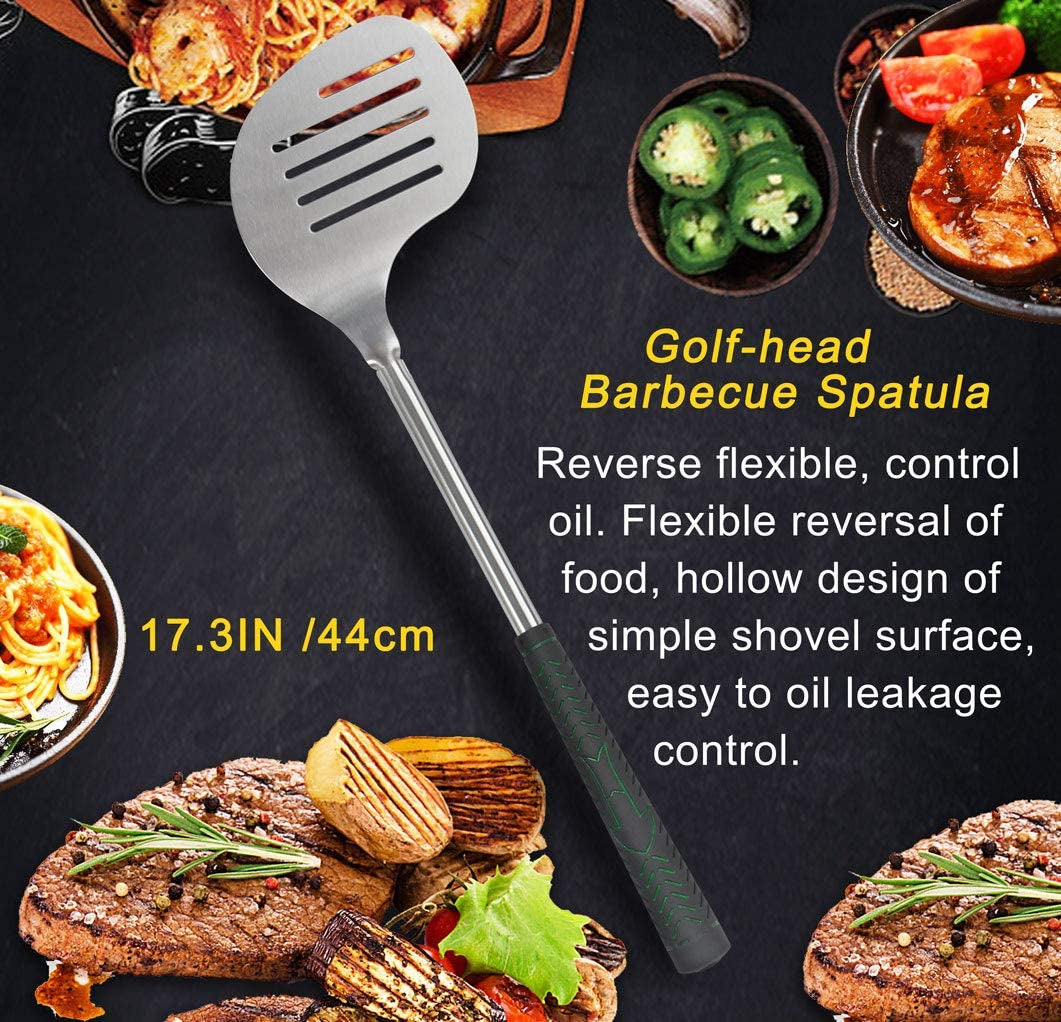 7PCS Golf-Club Style BBQ Tools Set Grilling Tools with Rubber Handle - Stainless Steel Grill Accessories for Outdoor Grill Set Premium Grill Utensils Set Christmas Birthday Gifts for Men Dad