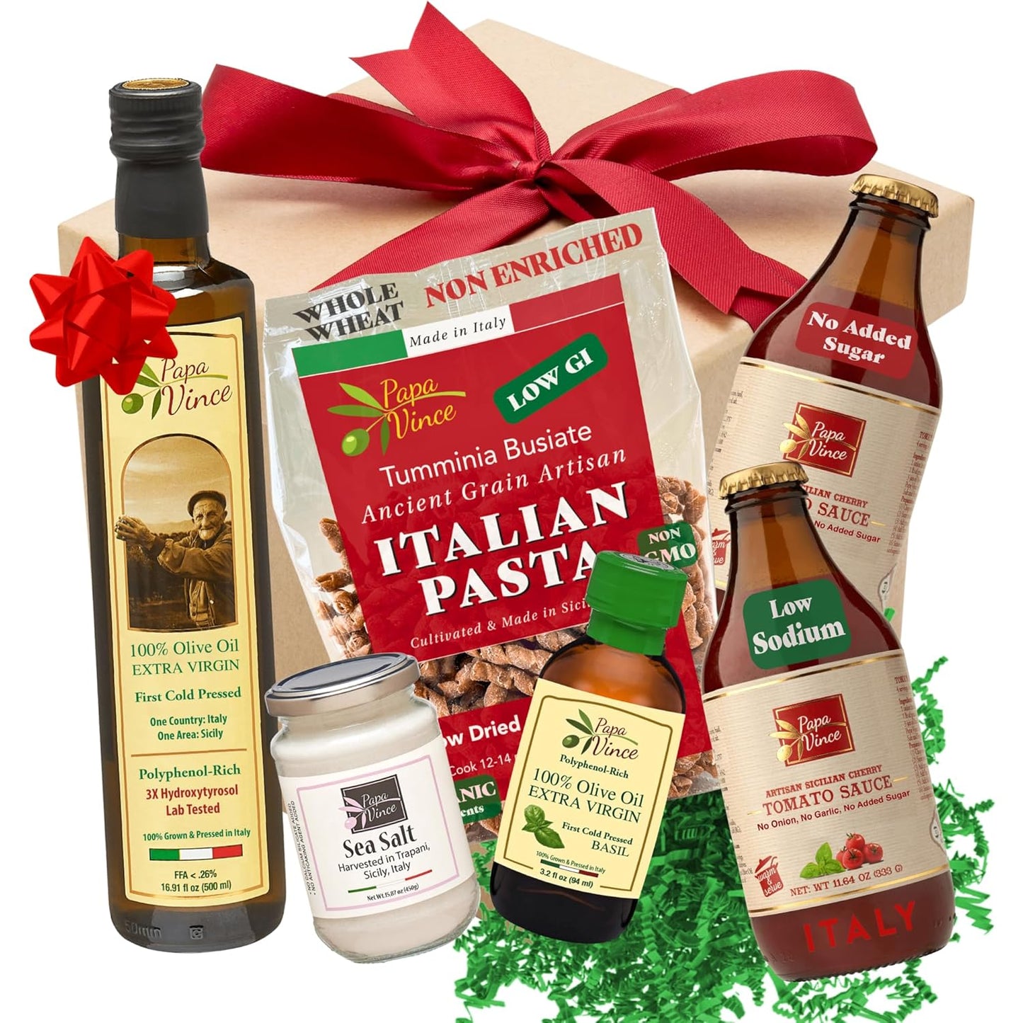 Italian Food Gift Basket Gourmet - Gifts for Italians Crafted in Italy from Locally Sourced Organic Ingredients by Our Family in Sicily, Italy (Silver)