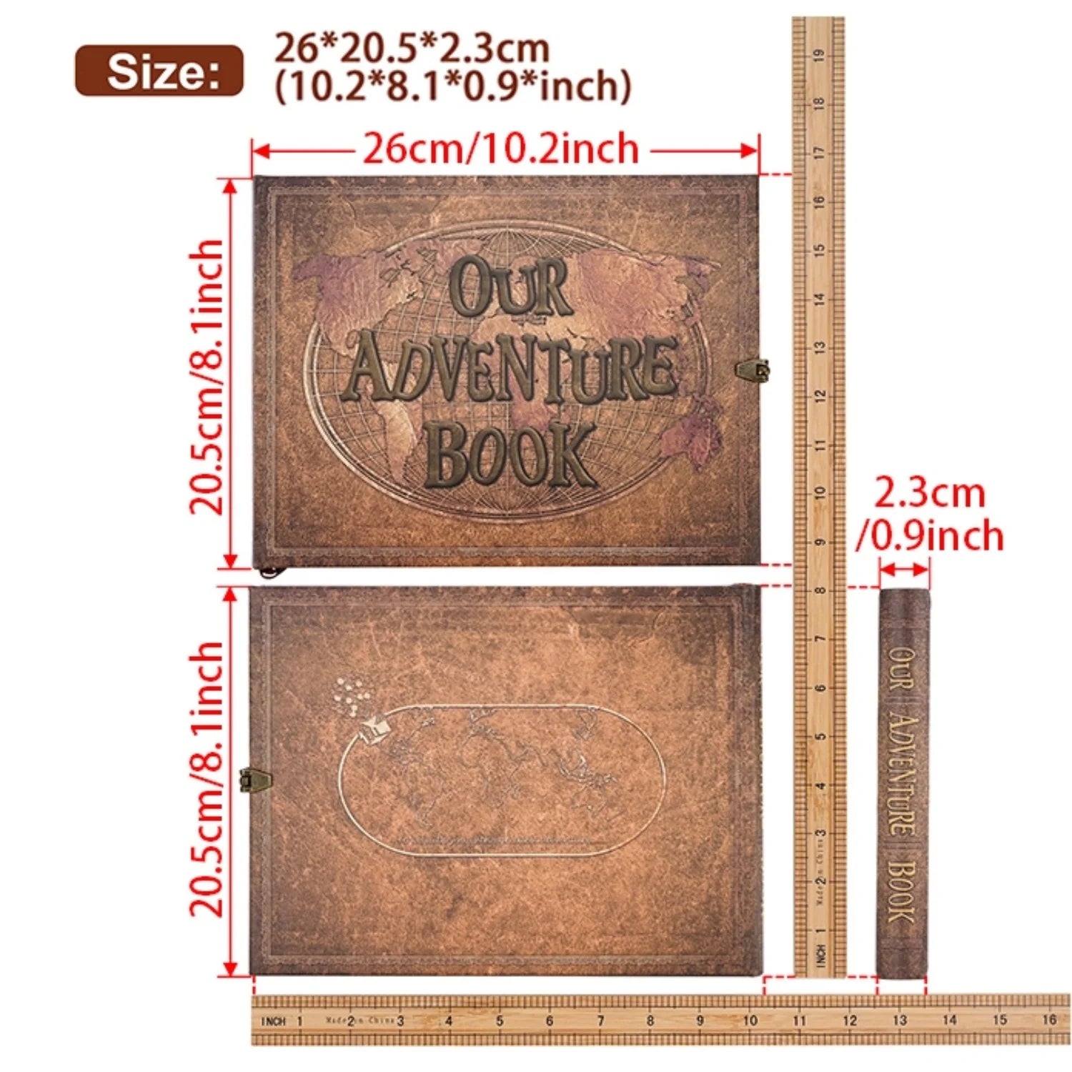 Our Adventure Book 180 Pages Scrapbook Photo Album,Retro Style Embossed Letter Leather Cover Travel Diary Journal Scrap Book for Couples,Memory Book for Anniversary Wedding,Valentines Day Gifts