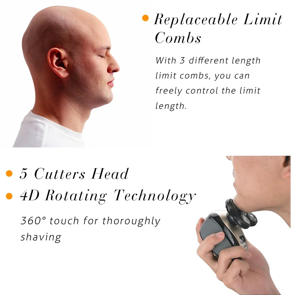 Genkent Rotary Electric Shaver Rechargeable Bald Head Shaver Beard Trimmer 5 in 1 4D, Valentine'S Day Gift for Boyfriend